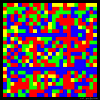 An image containing mostly blue and red squares, which represent the iNtuition and Feelings respectively of an INFP